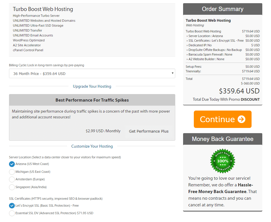 a2 hosting plan customization