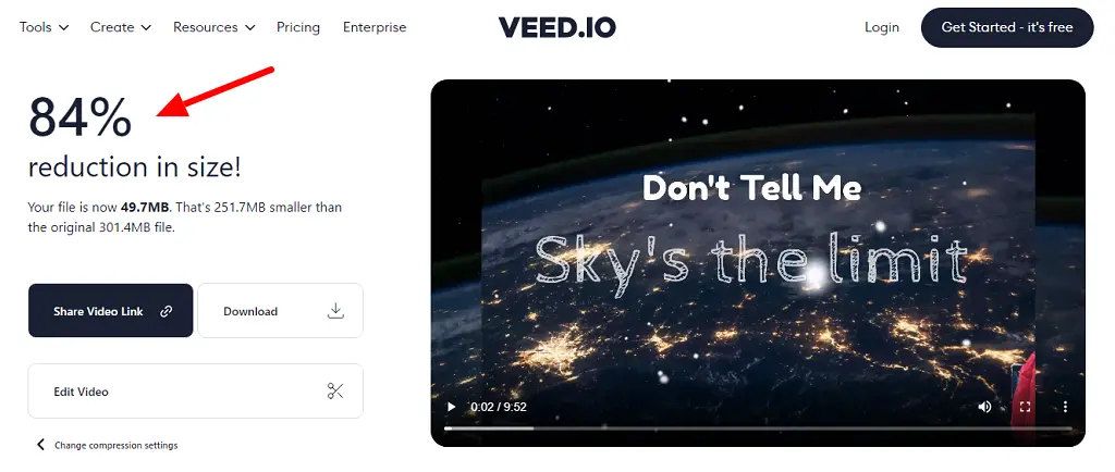 video compressed on veed