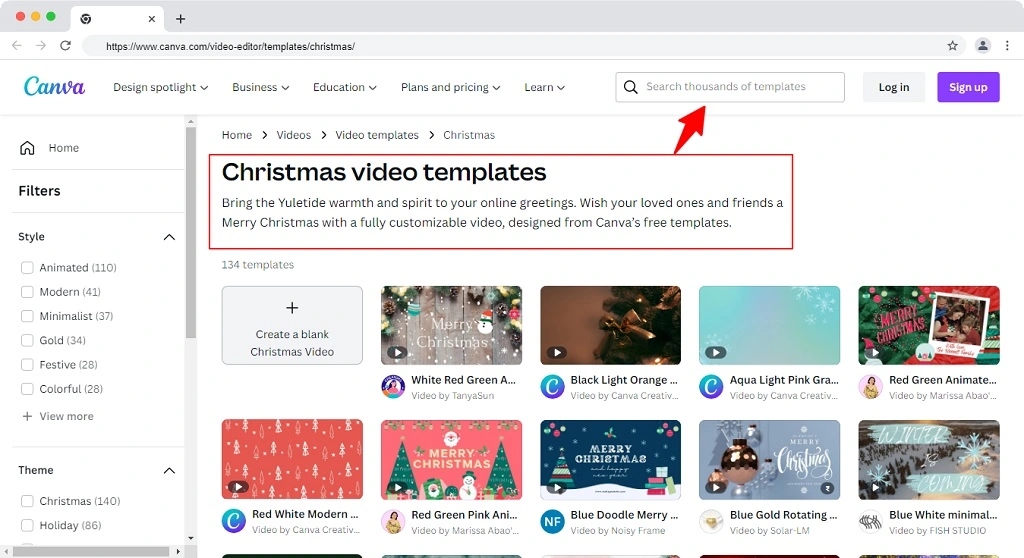 canva free christmas video templates