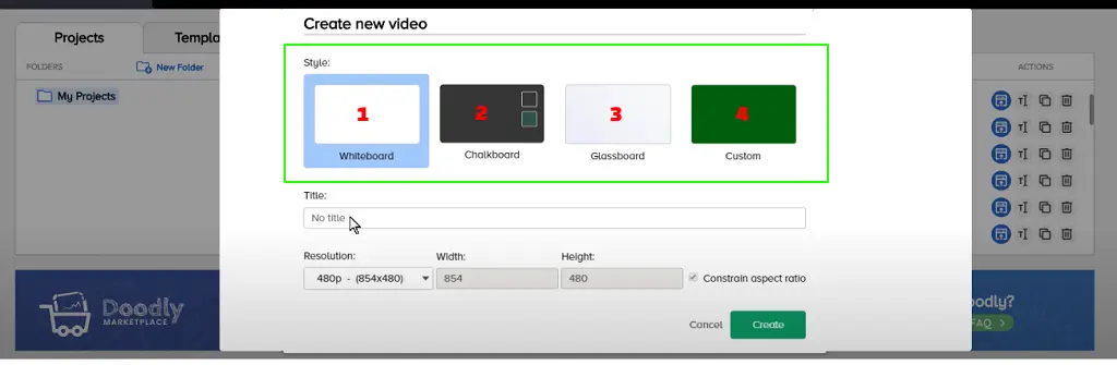 choose a video style in doodly