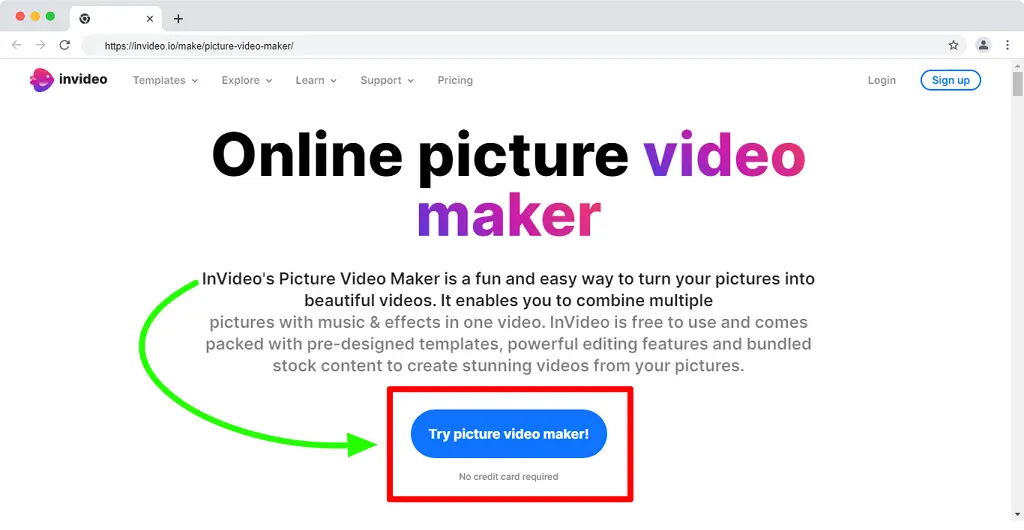 invideo is picture video maker create picture to video online