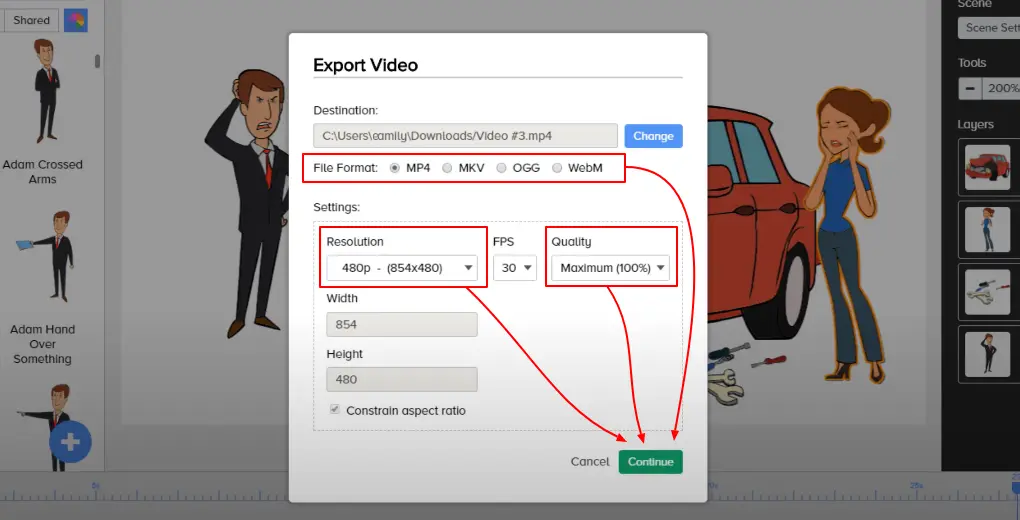 video export option in doodly