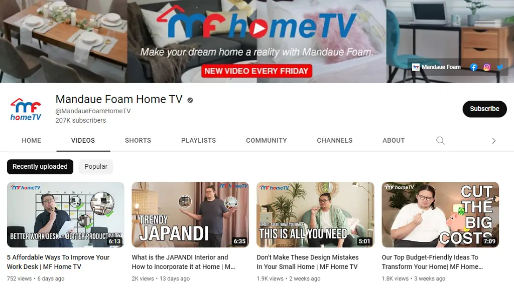 mandaue foam home tv youtube channel
