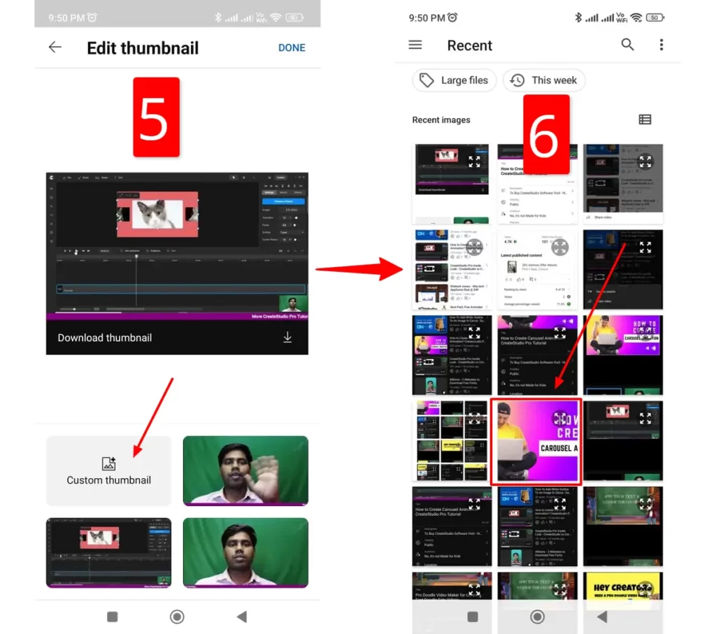 upload or change thumbnail from youtube studio app 3