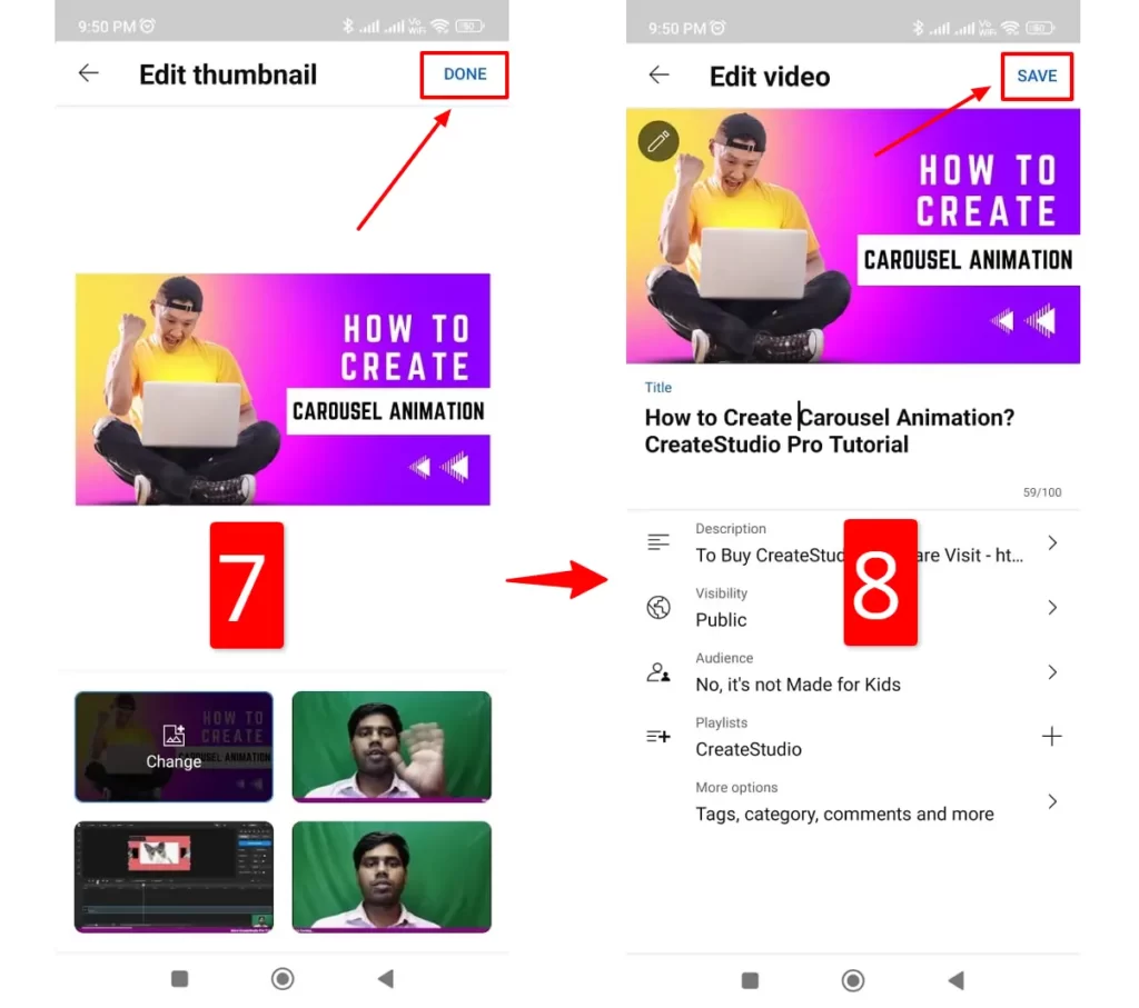 upload or change thumbnail from youtube studio app 4