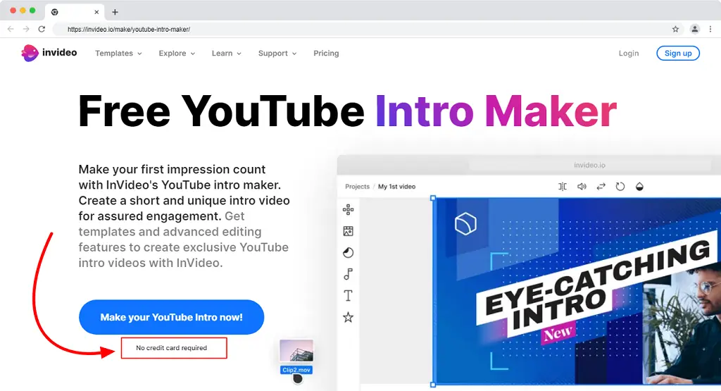 create custom youtube intro videos for free on invideo