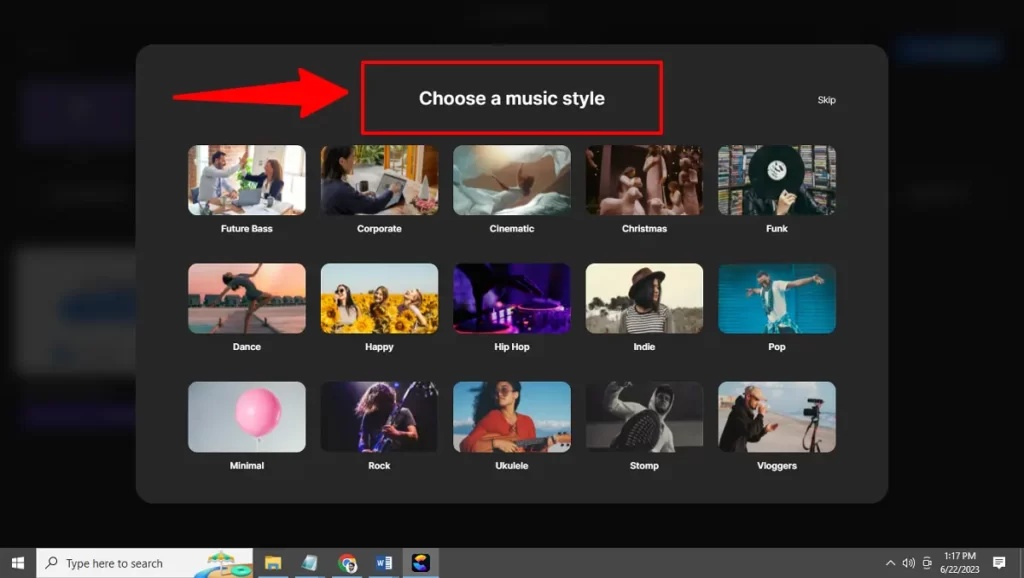 choose a music track style