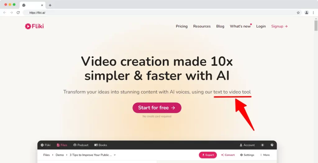 fliki text to video creation app