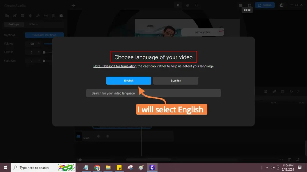 choose language of your video