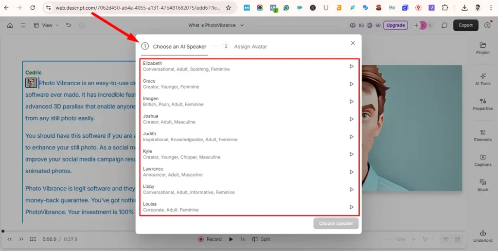 Descript AI Voice Generator