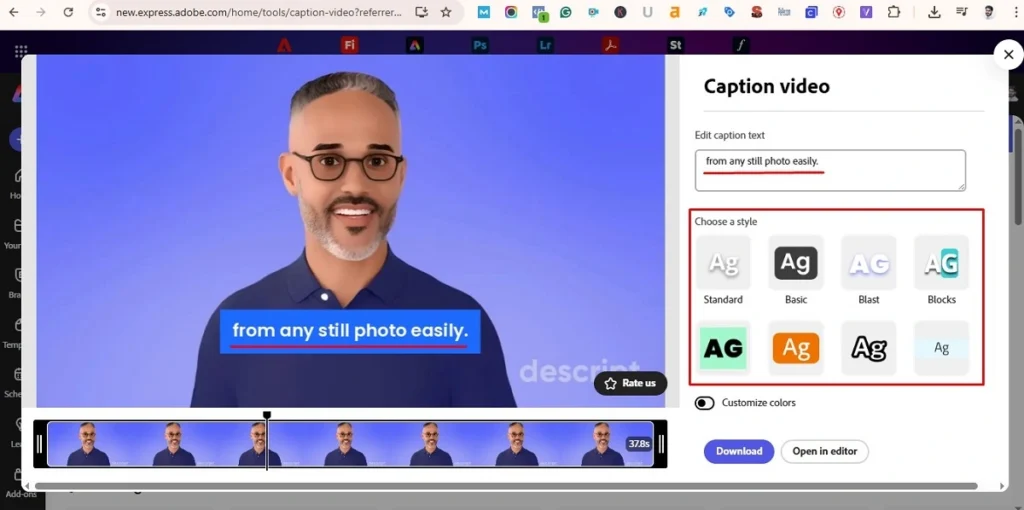 adobe express captions generator