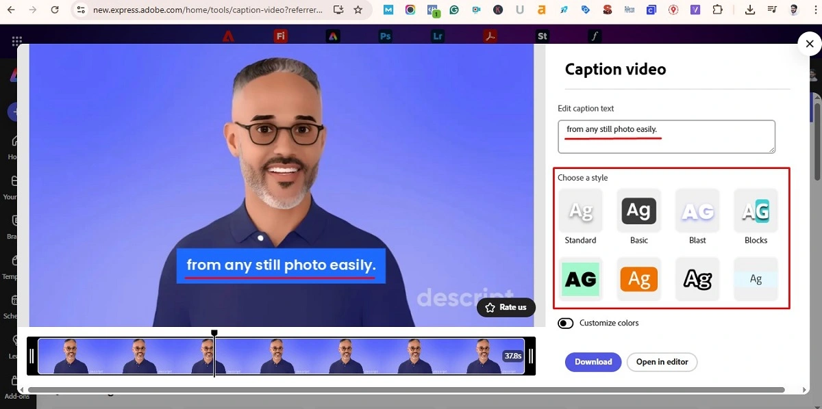 adobe express captions generator