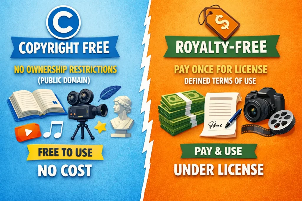 copyright free vs royalty-free explained